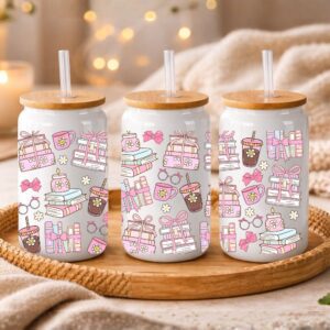 Coffee and Books Glass Can